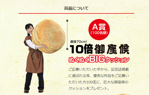 クッションは女性の上半身が隠れるほどの大きさ