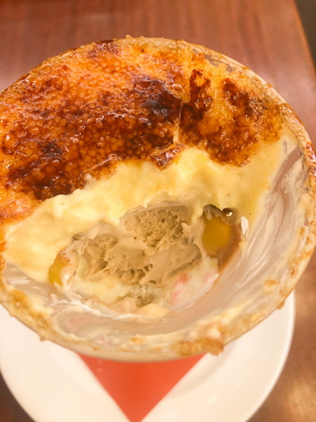 渋皮栗とほうじ茶のブリュレパフェ