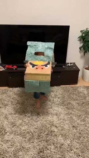 獅子舞 好き 子ども 男の子 真似 動き 段ボール 自作 頭 挟む 再現 Tシャツ
