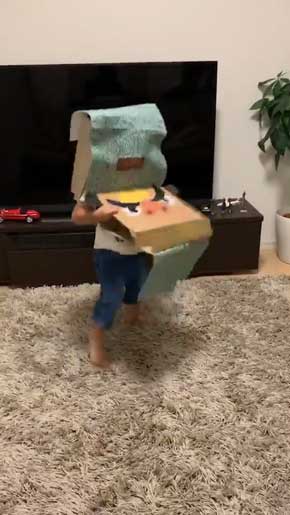 獅子舞 好き 子ども 男の子 真似 動き 段ボール 自作 頭 挟む 再現 Tシャツ