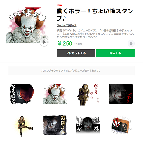 IT／イット THE END “それ”が見えたら、終わり。 ペニーワイズ LINEスタンプ