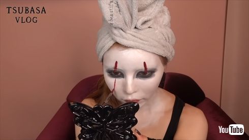 益若つばさ ハロウィーン 仮装 ペニーワイズ IT インスタ コスプレ YouTube メイク 動画