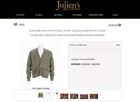 カート・コバーン カーディガン オークション