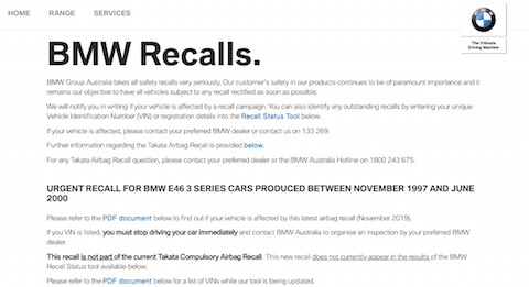 BMW リコール タカタ エアバッグ