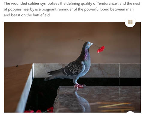 兵士の墓に供えられた花が盗まれた？　赤いポピーで作られたハトの巣が荘厳で美しい