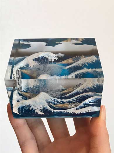 富嶽三十六景 神奈川沖浪裏 立体化 レジン ハンドメイド Jade