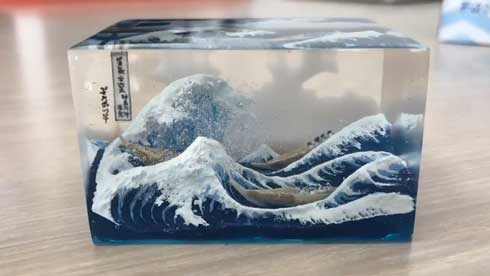 富嶽三十六景 神奈川沖浪裏 立体化 レジン ハンドメイド Jade