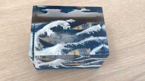 富嶽三十六景 神奈川沖浪裏 立体化 レジン ハンドメイド Jade