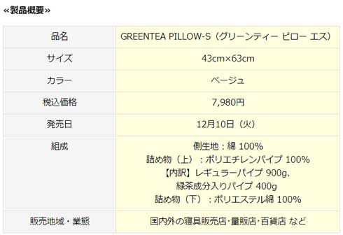 GREEN TEA PILLOW-S 伊藤園 フランスベッド お〜いお茶 茶殻 枕 消臭 抗菌