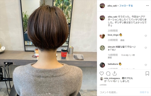 相武紗季 ショートヘア 髪型 ロング ヘアドネーション インスタ