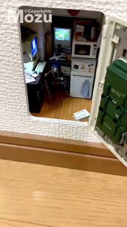こびとの秘密基地 ミニチュア 手作り Mozu 部屋 コンセント 壁 展覧会