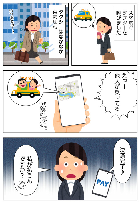 タクシー乗っ取りを説明した漫画