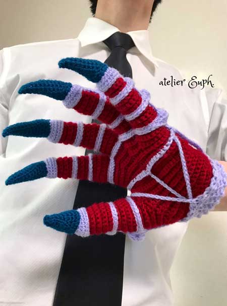 鬼の手 手袋 編み物 自作 ハンドメイド 地獄先生 ぬ〜べ〜