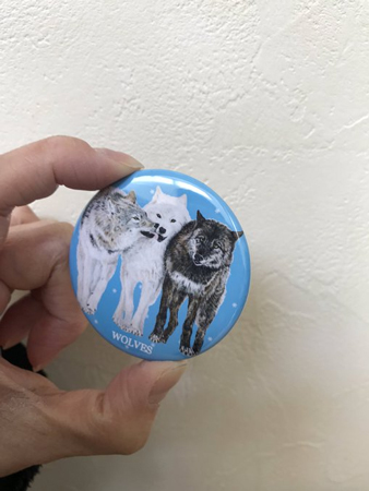 オオカミのイラスト缶ミラー