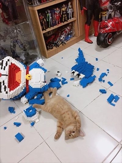 猫に壊されたドラえもん