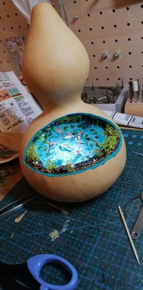 ジオラマ ひょうたん モネの池 ランプ 作品 アート すみじろう