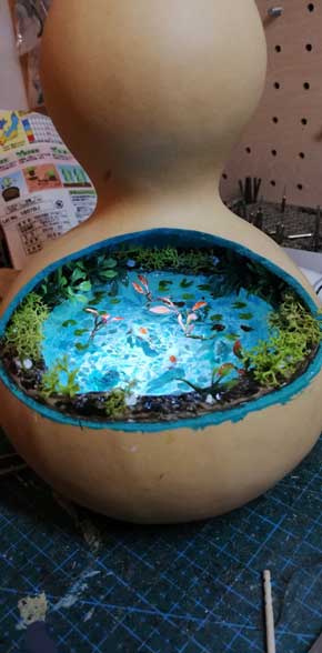 ジオラマ ひょうたん モネの池 ランプ 作品 アート すみじろう