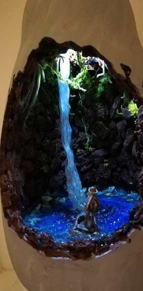 【美品】瓢箪(ひょうたん)美術品 ひょうたんの中に広がる「モネの池」が神秘的で美しい