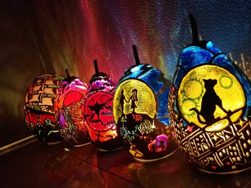 ジオラマ ひょうたん モネの池 ランプ 作品 アート すみじろう