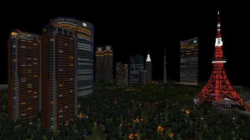 Minecraft マイクラ 東京 夜景 約2年半 ブロック モザイク画 Kein