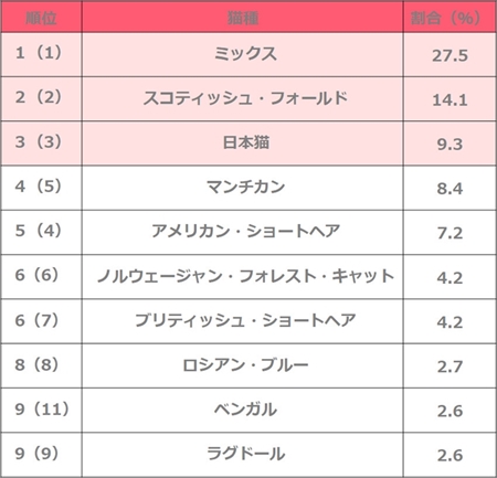 人気のペットランキング