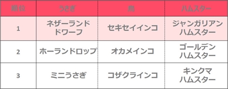 人気のペットランキング