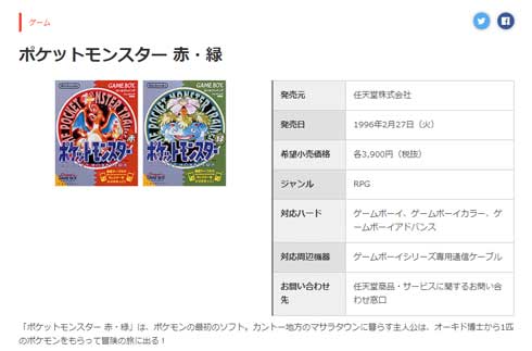 Pokemon Day ポケットモンスター 赤・緑 1996年 2月27日 記念日 認定