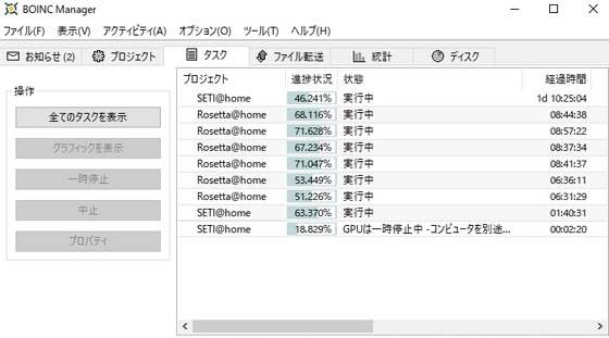 SETI ボランティアコンピューティングプロジェクト