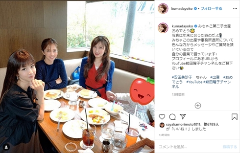 安田美沙子 訴訟 事務所 熊田曜子 出産 インスタ アーティストハウス・ピラミッド ほしのあき