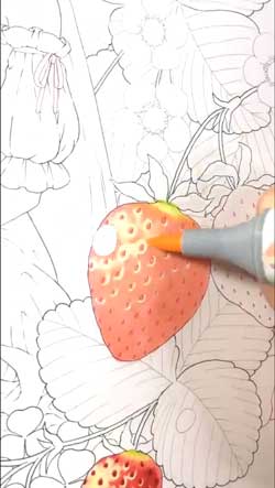 コピック 塗り いちご 色 きれい 影 制作過程 絵描き ほしみ