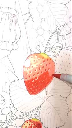 コピック 塗り いちご 色 きれい 影 制作過程 絵描き ほしみ