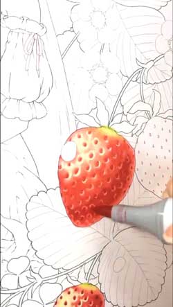 コピック 塗り いちご 色 きれい 影 制作過程 絵描き ほしみ