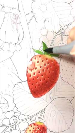 コピック 塗り いちご 色 きれい 影 制作過程 絵描き ほしみ