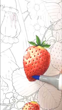 コピック 塗り いちご 色 きれい 影 制作過程 絵描き ほしみ