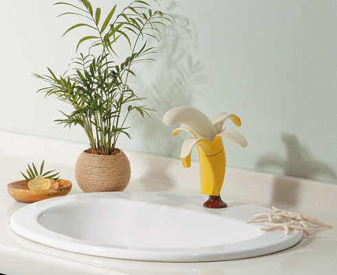 バナナの蛇口を取り付けたところ