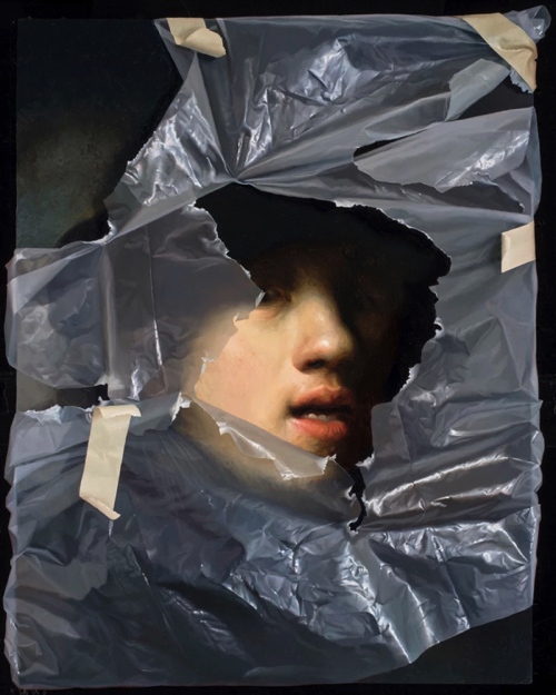 本物のビニールを被せたような絵