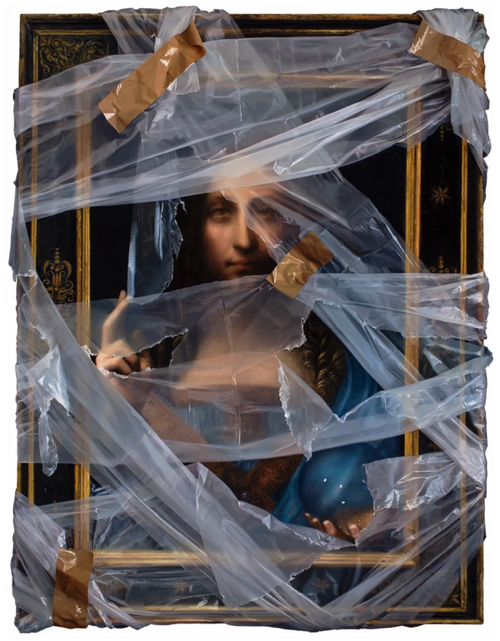 本物のビニールを被せたような絵