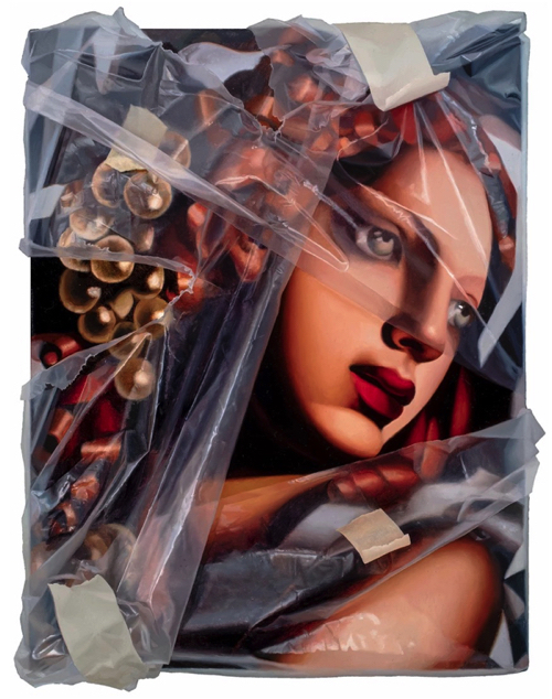 本物のビニールを被せたような絵