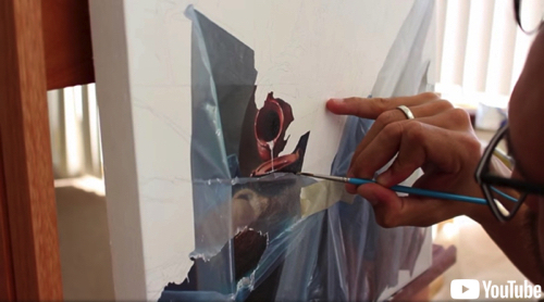 本物のビニールを被せたような絵