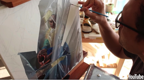 本物のビニールを被せたような絵