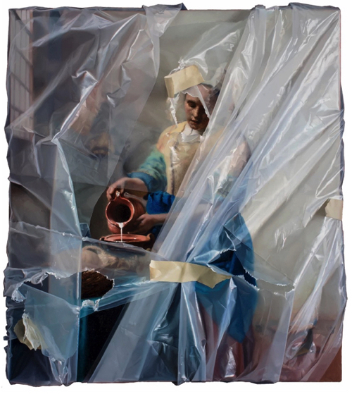 本物のビニールを被せたような絵