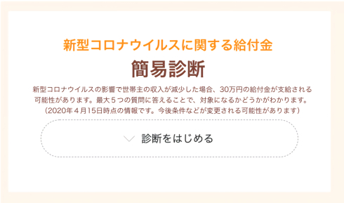 新型コロナウイルスに関する給付金　簡易診断