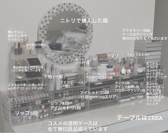 無印良品のケースとニトリの鏡で作ったドレッサーが便利そう 簡単に