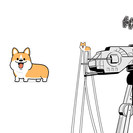 1いいねで1mm足が伸びるコーギー1と6