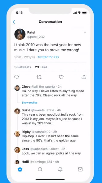 twitter 返信 リプライ 階層 テスト iOS Web