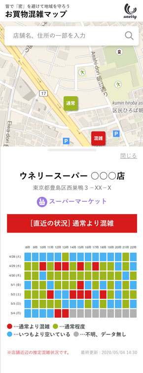 お買物混雑マップ Beacon Bank 混雑傾向データ 無料 サイト