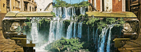 「鉄の馬」やダ・ヴィンチとゴッホの融合　別々のジグソーパズルで作られたシュールアート作品