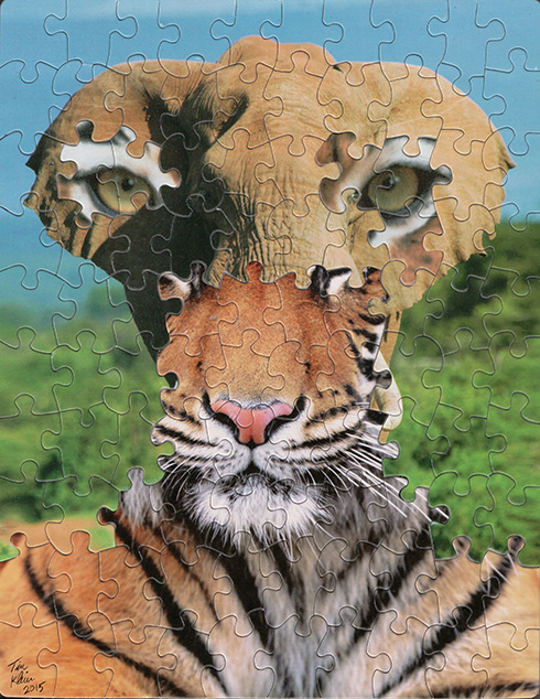 「鉄の馬」やダ・ヴィンチとゴッホの融合　別々のジグソーパズルで作られたシュールアート作品