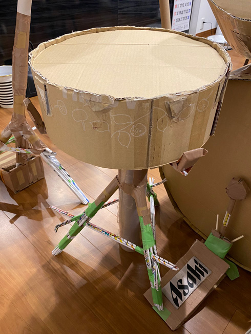 ダンボールで作ったスネアドラム