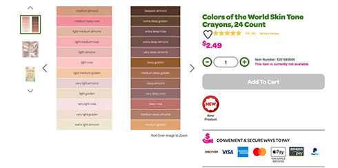米クレヨラが24色の肌色クレヨンを発売　10種類のアーモンド色など区別しやすい色名を採用